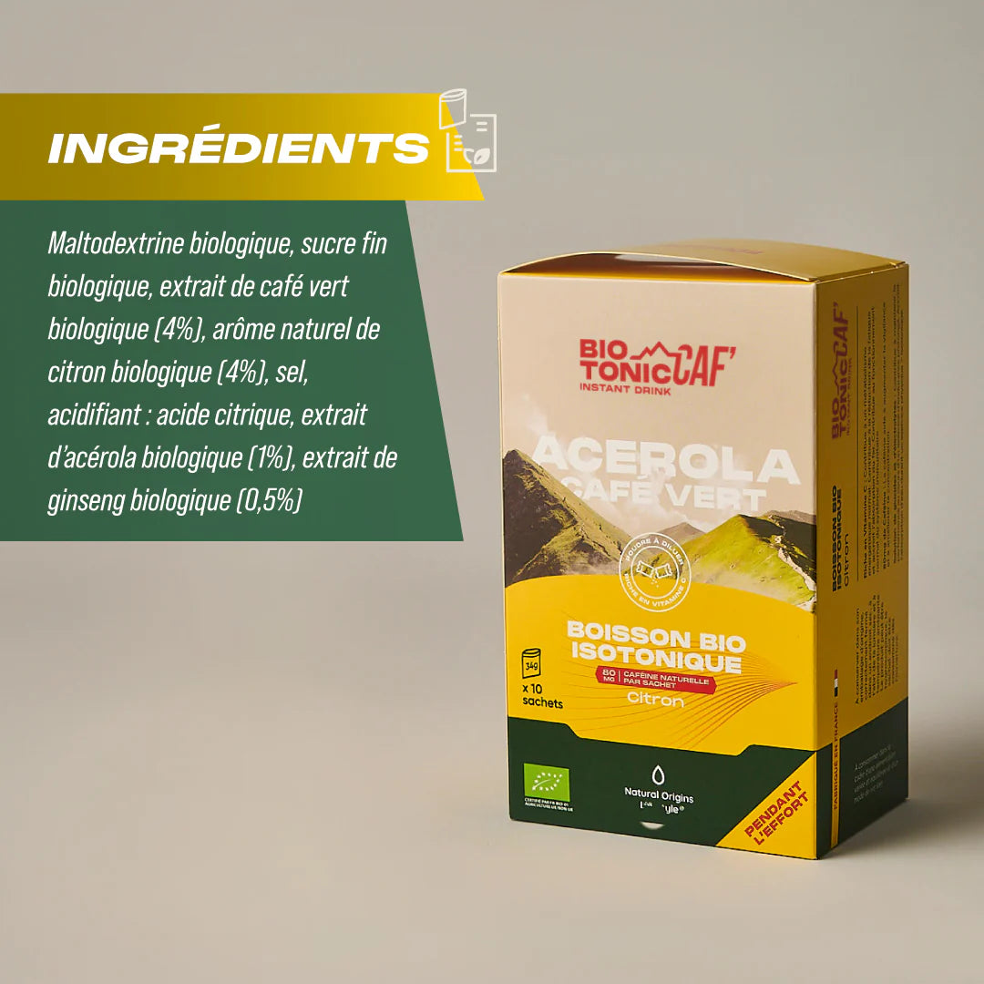 BioTonic Caf : LA Boisson Énergétique Isotonique Bio 100% Naturelle version caféine - Natural Origins